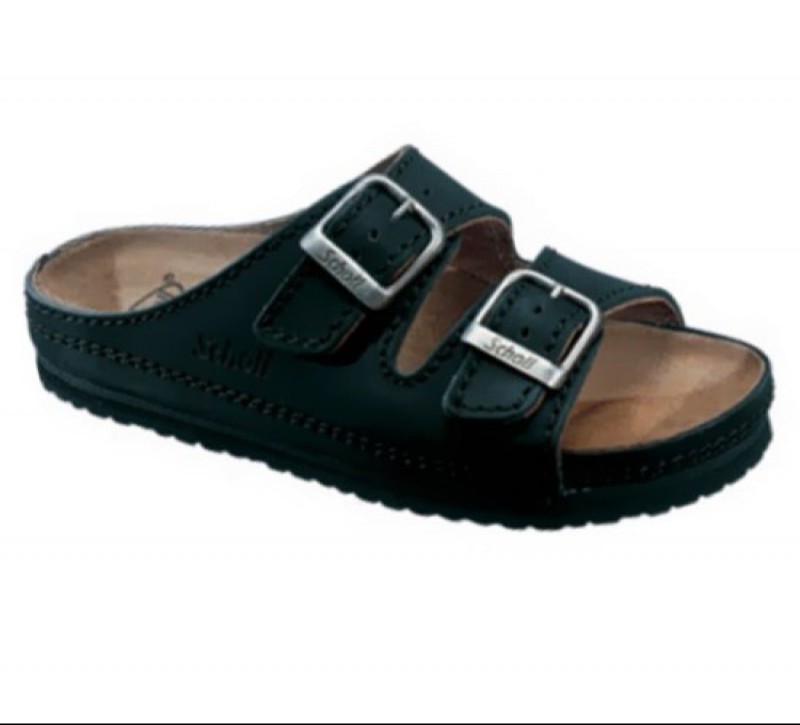 Scholl Airbag papucs - Nyers, Fekete